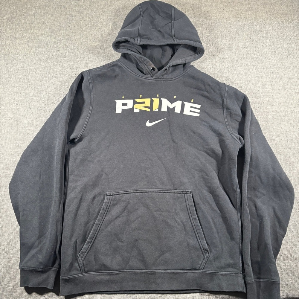 Nike Hoodie Men Small Black Coach Prime Deion Sanders Graphic Pullover